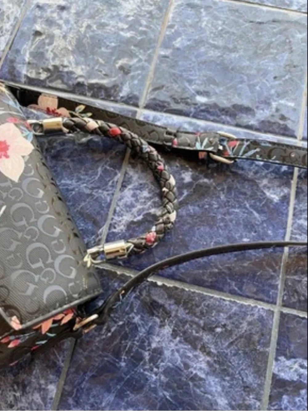 Guess “Kalei” Monogram Floral Print Crossbody Bag